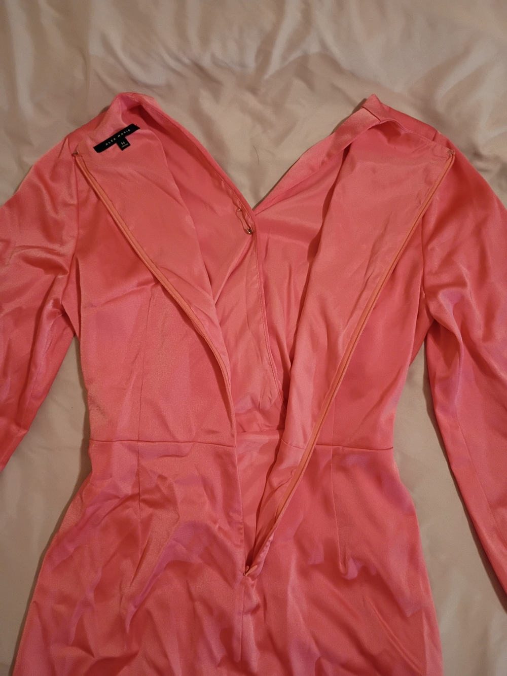 Alex Marie Coral Satin Draped Dress - Picture 7 of 10
